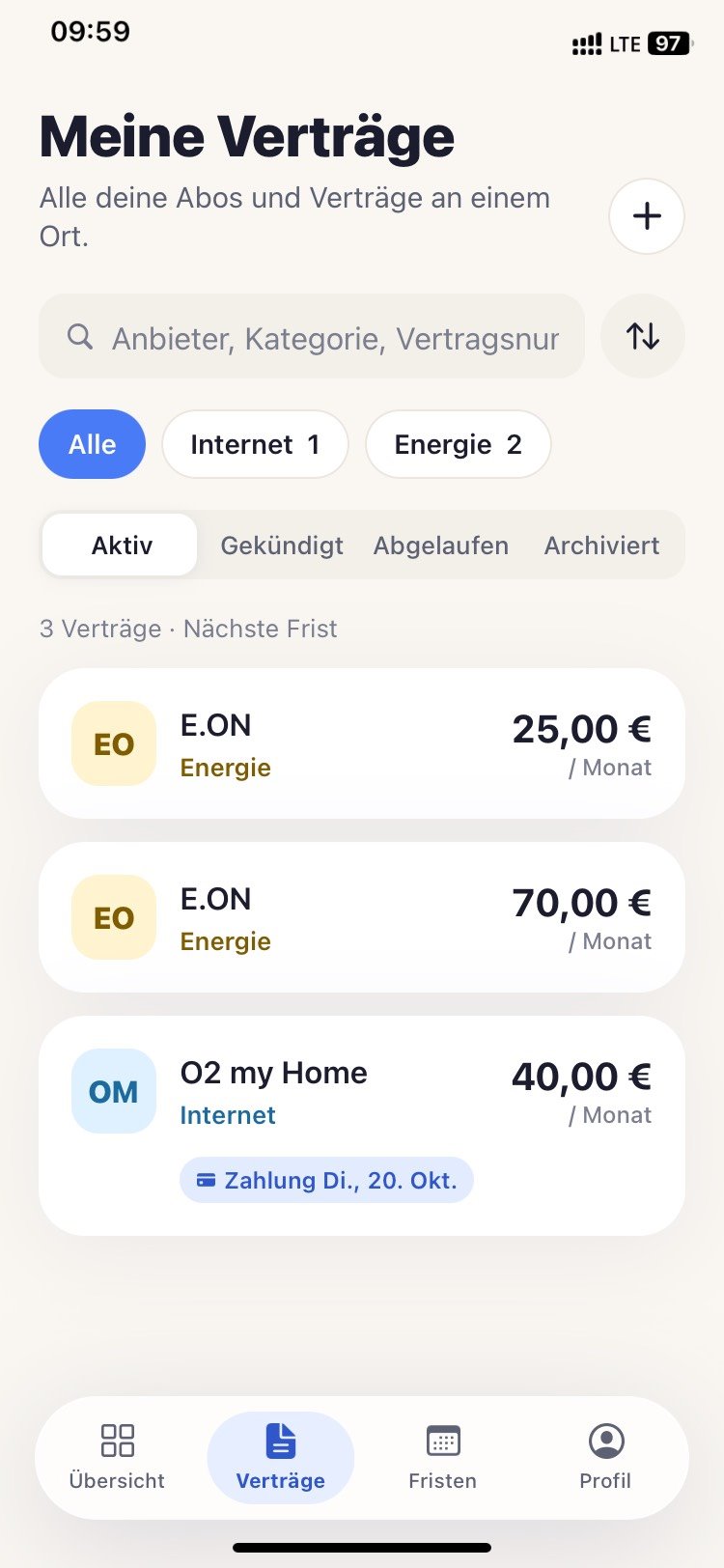 Fristwache App: Verträge